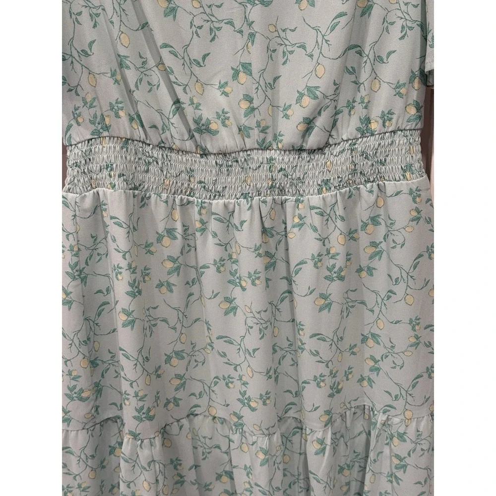 Berkley Jensen‎ Chiffon Dress Lemon Floral Print Cottagecore Soft Girl M
